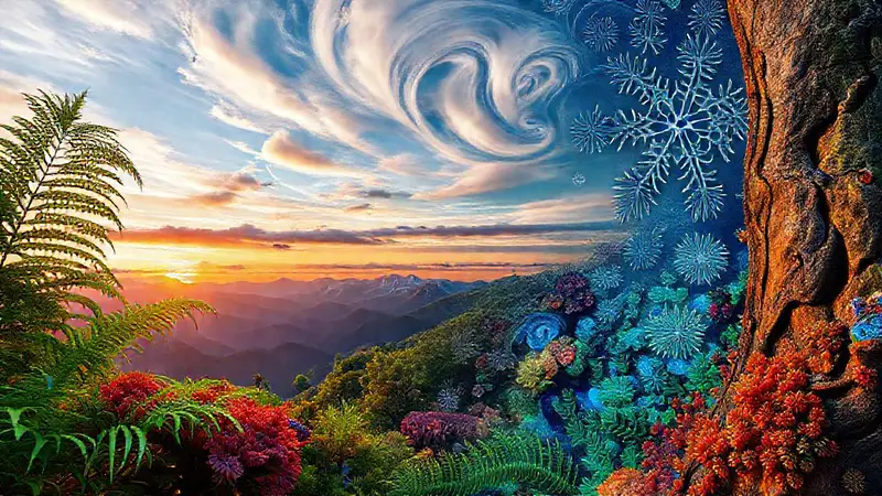 Patrones fractales y colores vibrantes en la naturaleza