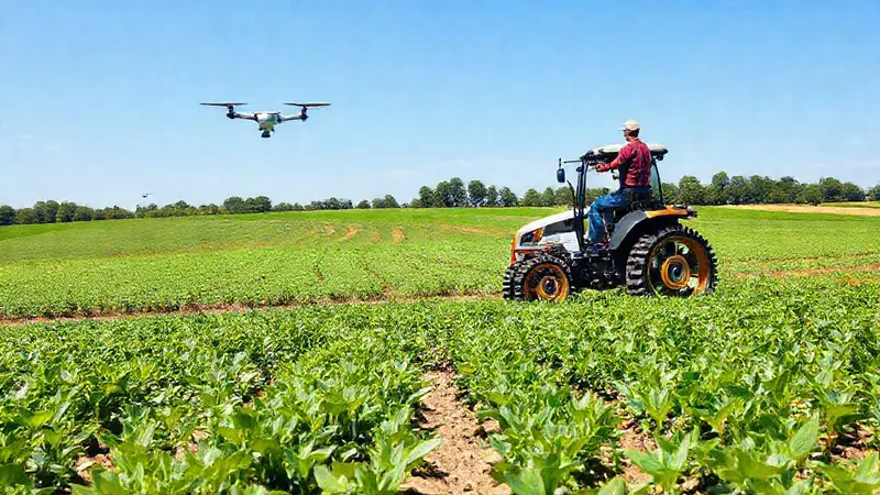 Innovación agrícola con tecnología y naturaleza armoniosa