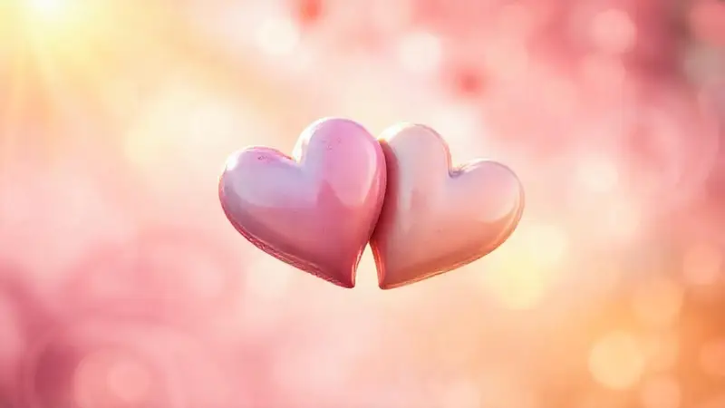 Corazones entrelazados en un fondo soñador