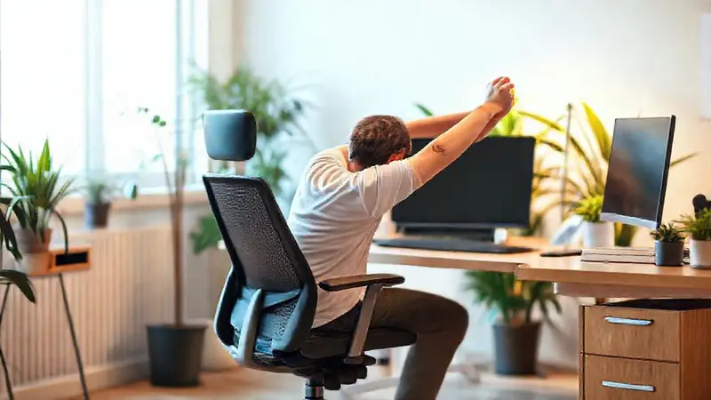 Oficina serena con ambiente relajante y ergonómico