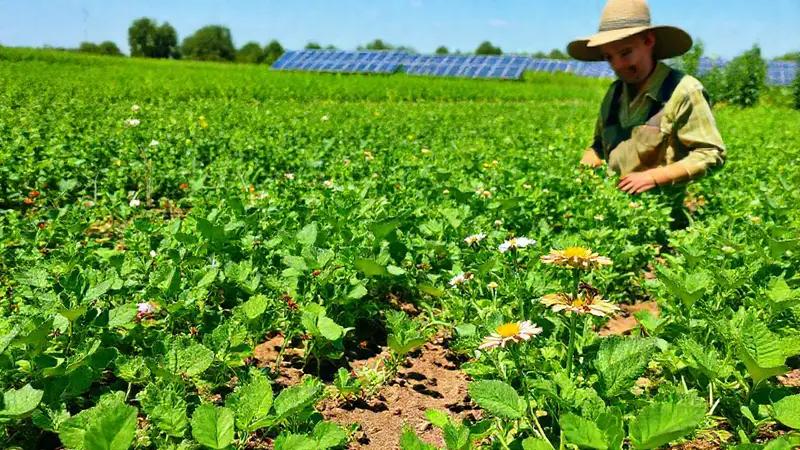 Campo verde y sostenible con diversidad agrícola