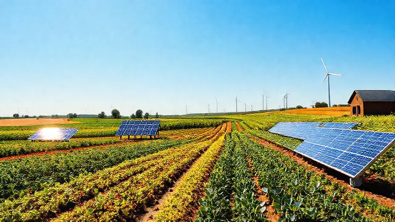 Granjas vibrantes con cultivos y tecnología sostenible
