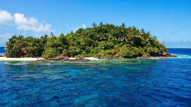 Isla vibrante con naturaleza y conservación armoniosa