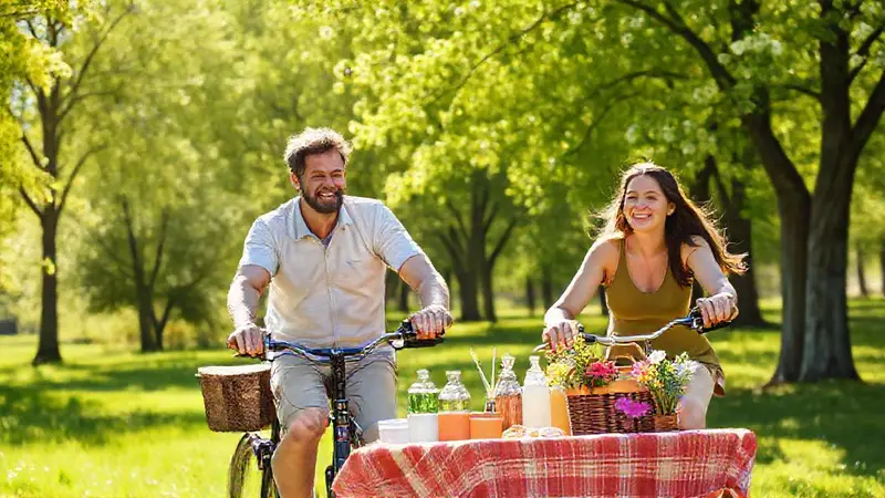 Familia disfruta un picnic ecológico en el parque
