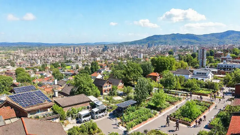 Ciudad ecológica en armonía con la naturaleza