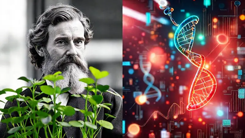 Mendel y tecnología genética innovadora juntos