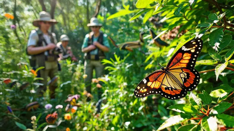 Escena vibrante de naturaleza y exploración