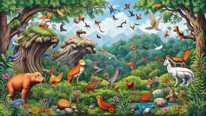 Animales diversos en ecosistemas vibrantes y dinámicos