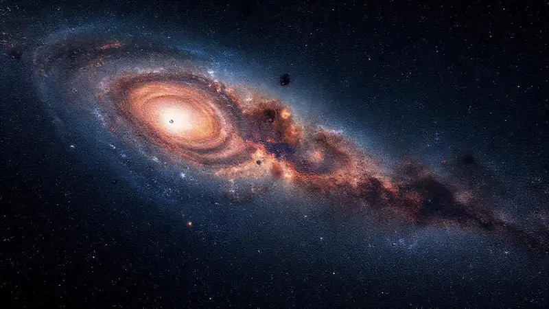Núcleo galáctico con estrellas y polvo cósmico
