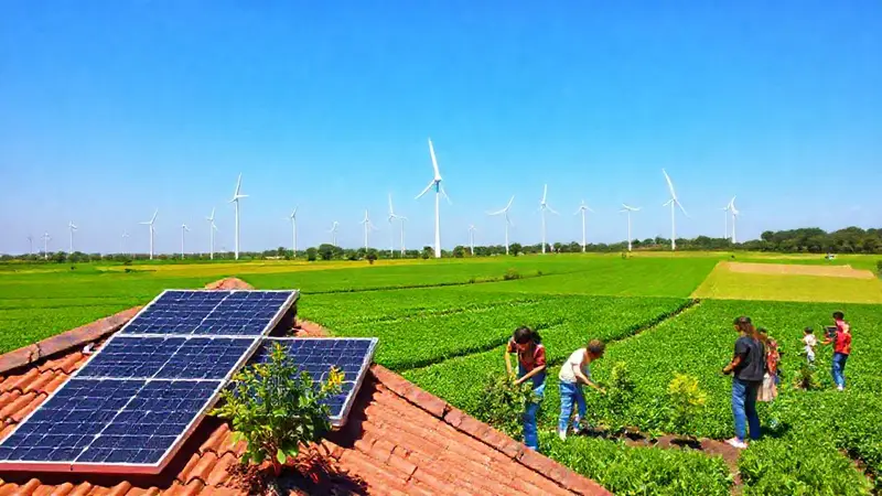Energía solar y eólica en armonía natural