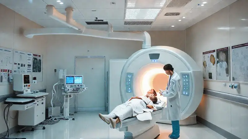 Sala de radioterapia moderna y equipo avanzado