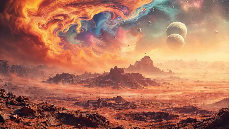 Paisajes alienígenas con colores y formaciones contrastantes