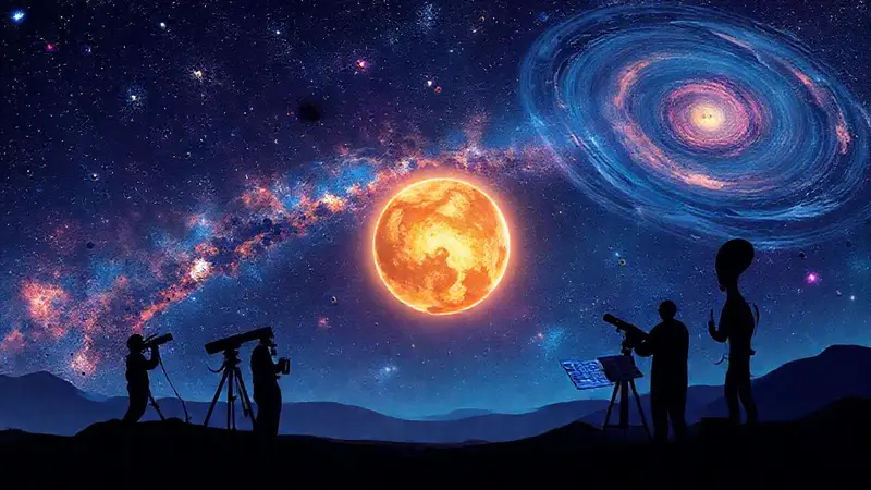 Cielo estrellado, galaxias, exploración cósmica y descubrimiento