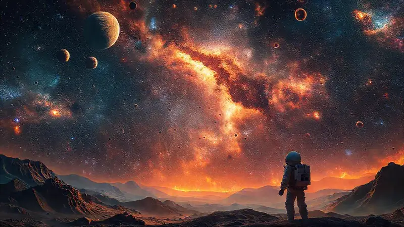 Exploración cósmica bajo un cielo estrellado