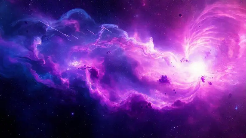 Nebulosa colorida en un paisaje cósmico