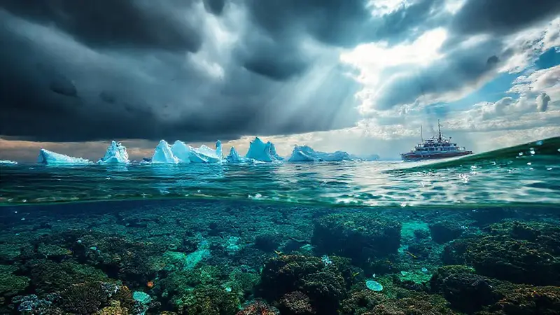 Impacto visual del cambio climático en el océano