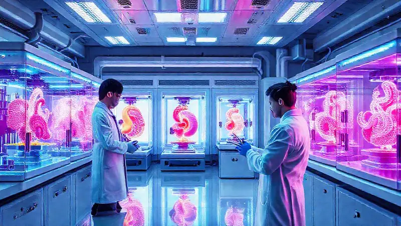 Laboratorio futurista con innovadores bio-printers