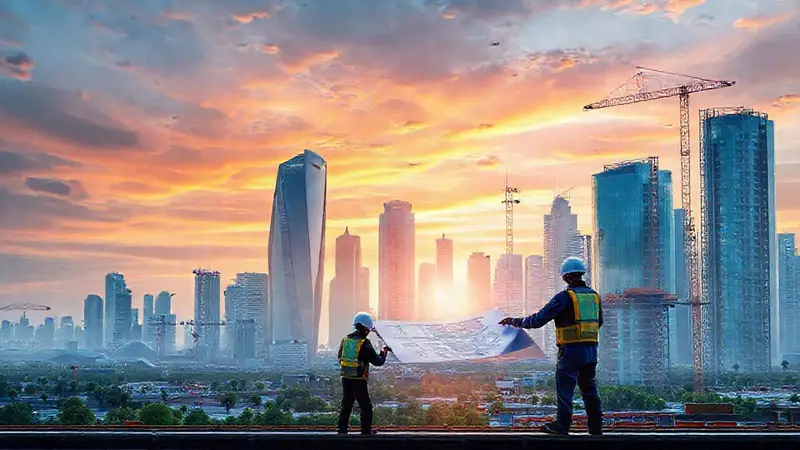 Ciudad futurista con tecnología avanzada y sostenibilidad