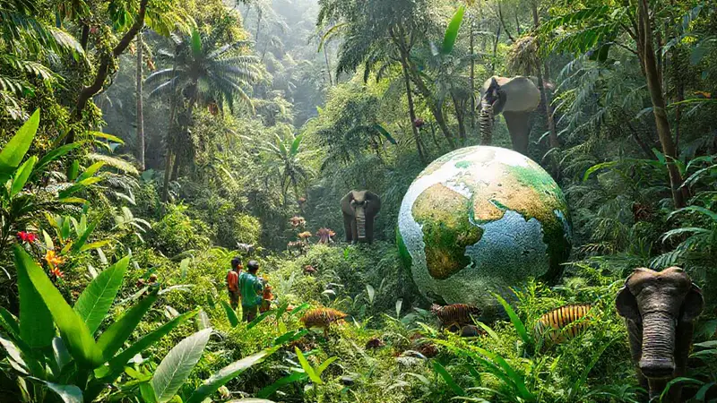 Selva vibrante con conservación y diversidad