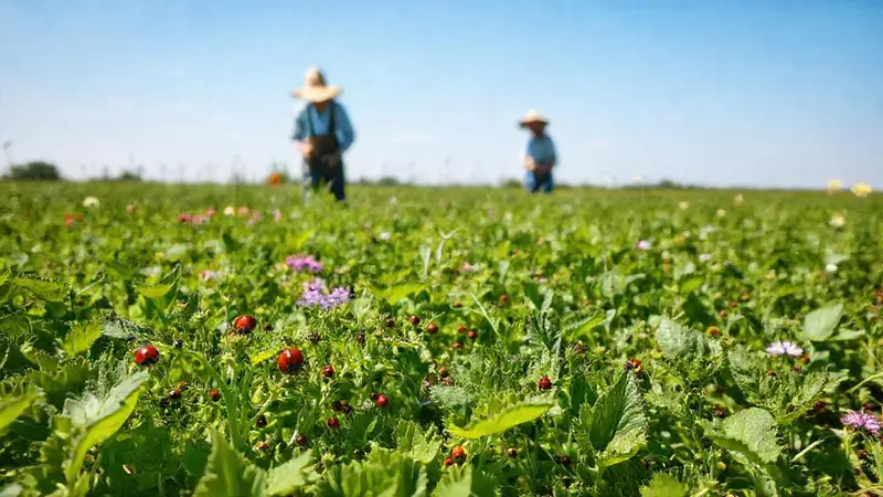 Campo agrícola sostenible en armonía con la naturaleza