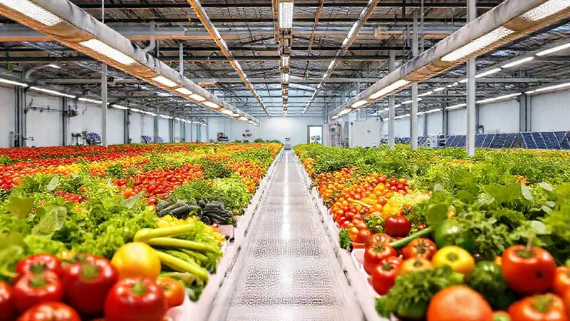Sistema agrícola moderno y sostenible con tecnología avanzada