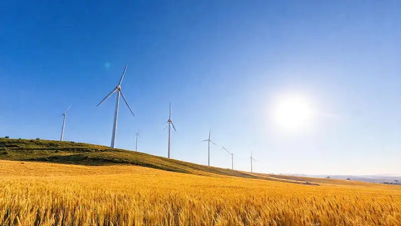 Aerogeneradores en un paisaje rural sostenible