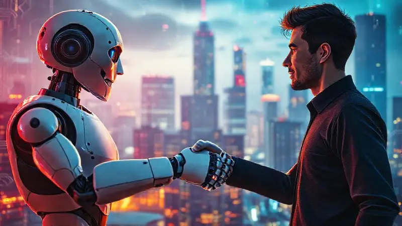 Robot y humano se dan la mano