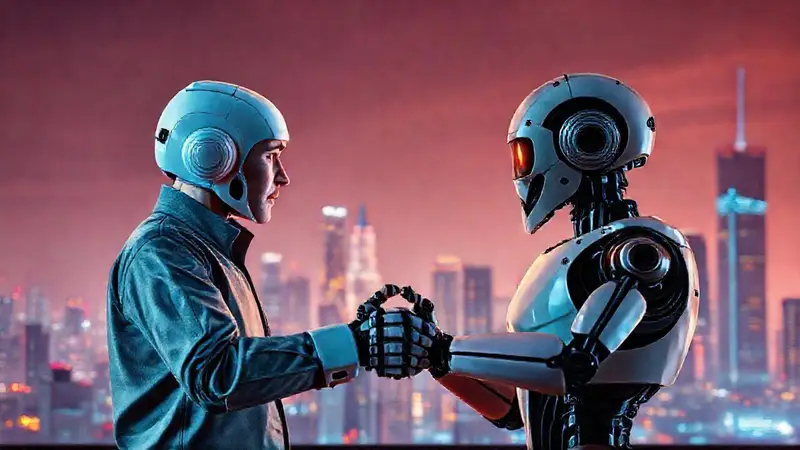 Robot y humano se estrechan la mano