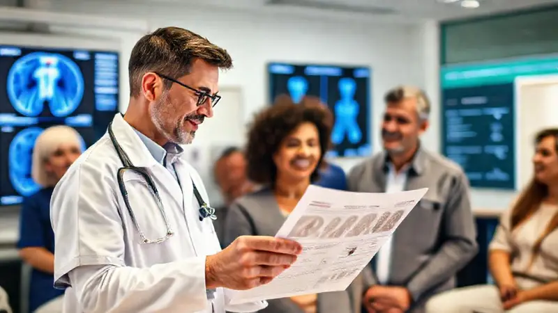 Profesional evalúa informe de cáncer de próstata