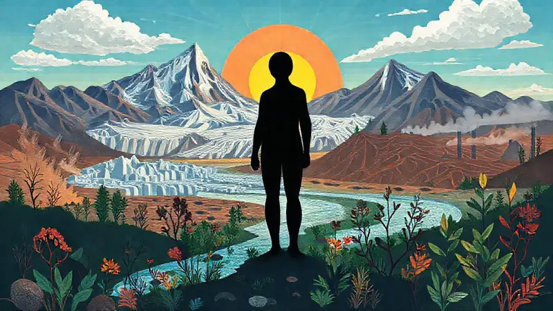 Silueta humana rodeada de naturaleza amenazada