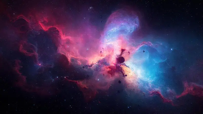 Nebulosa colorida con estrellas brillantes y belleza etérea
