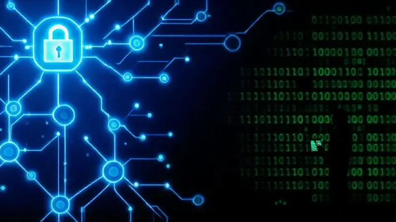 Futurista cerradura digital con nodos interconectados