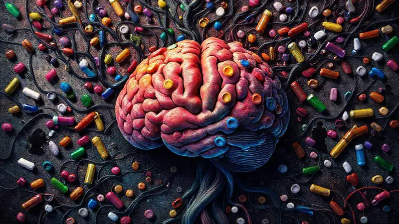 Cerebro rodeado de píldoras y emociones