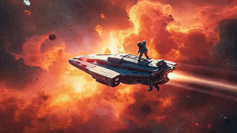 Nave espacial futurista explora el profundo espacio