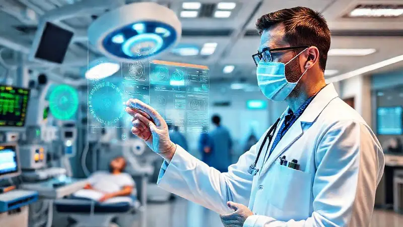 Médicos innovando en un hospital moderno