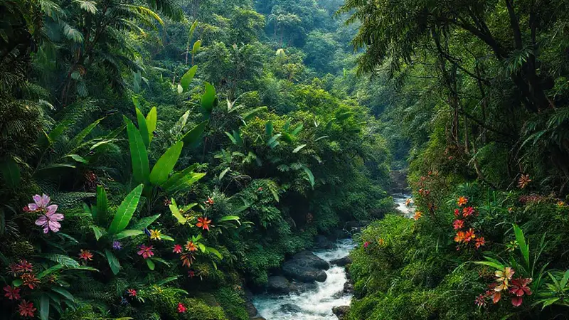 Selva tropical vibrante y amenazada por deforestación