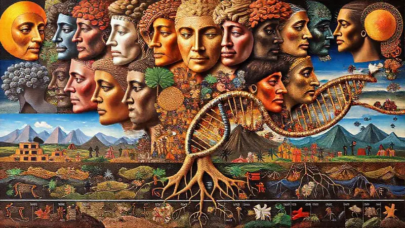 Collage que simboliza unidad y diversidad humana
