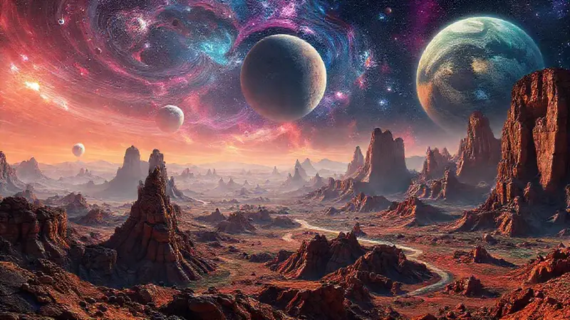 Exoplanetas distantes y maravillas cósmicas coloridas