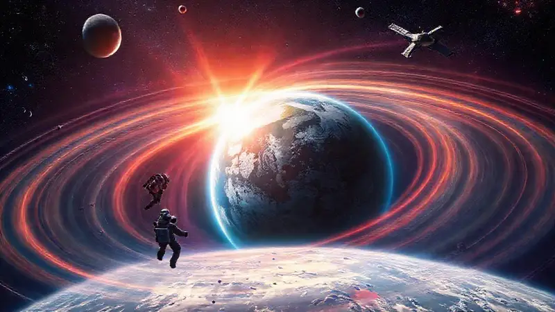 Exploración espacial con coloridos campos magnéticos