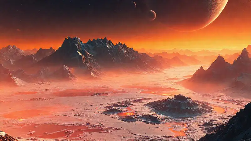 Paisaje helado de Titan con vida orgánica