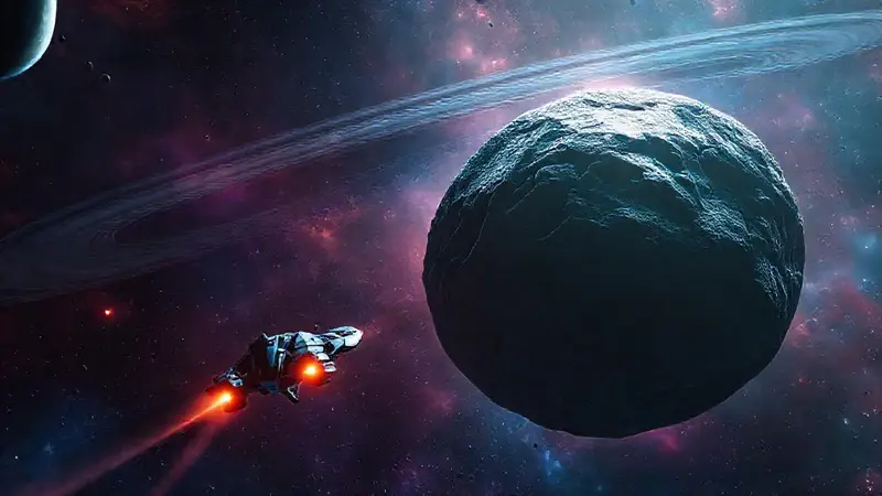 Nave espacial se aproxima a un asteroide