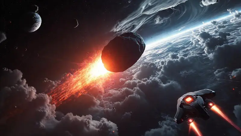 Asteroide amenaza a la Tierra con naves futuristas