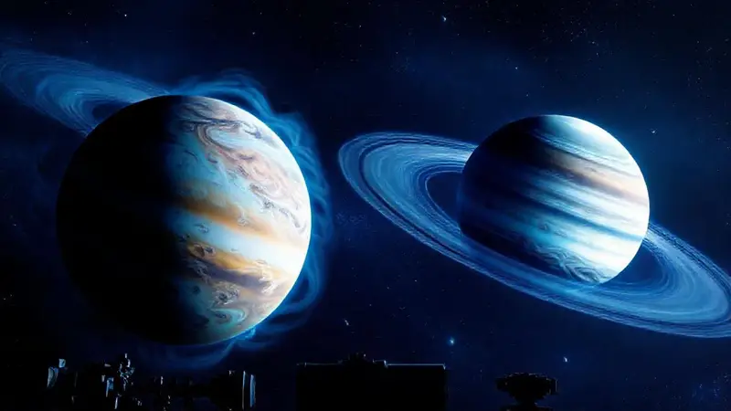 Neptuno y Urano brillan en el espacio