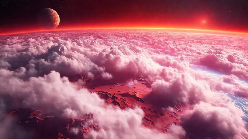 Paisaje surrealista de Venus con colores vibrantes