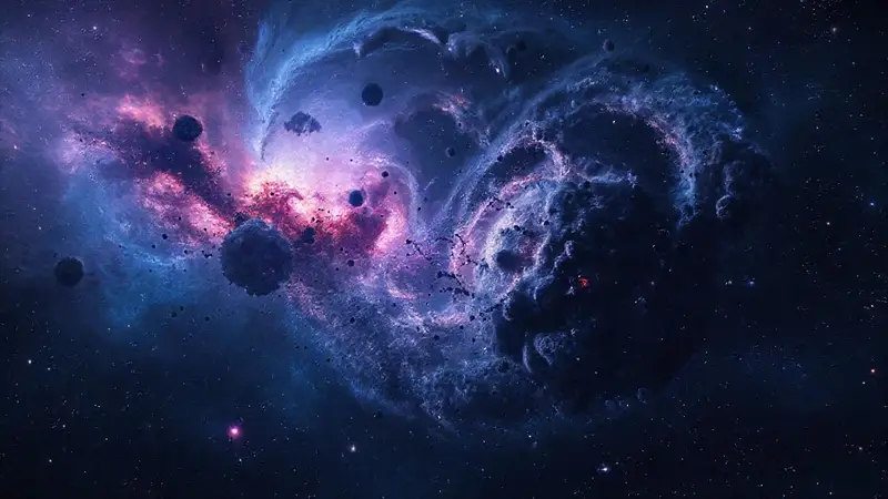 Materia oscura y galaxias en el espacio