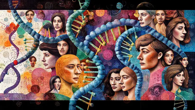 Collage de ADN y retratos diversos