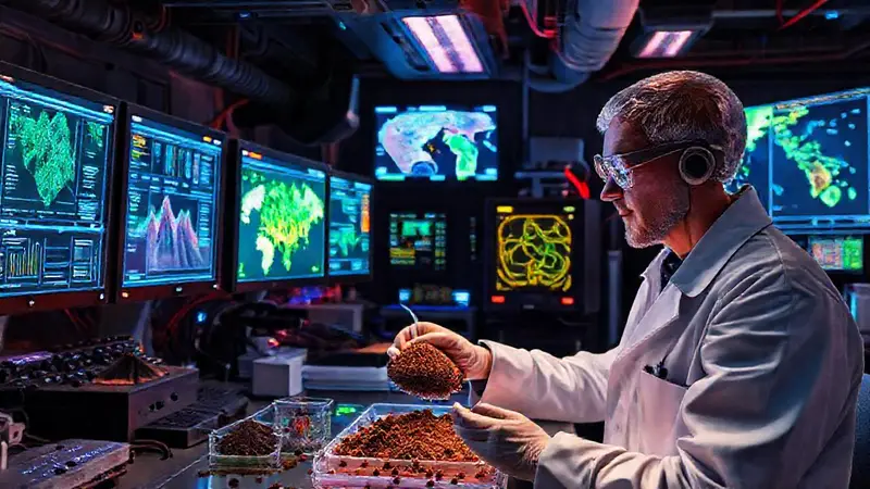 Científico analiza muestras de suelo en laboratorio