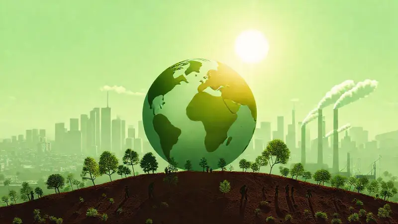 Globo con huellas de carbono y contaminación