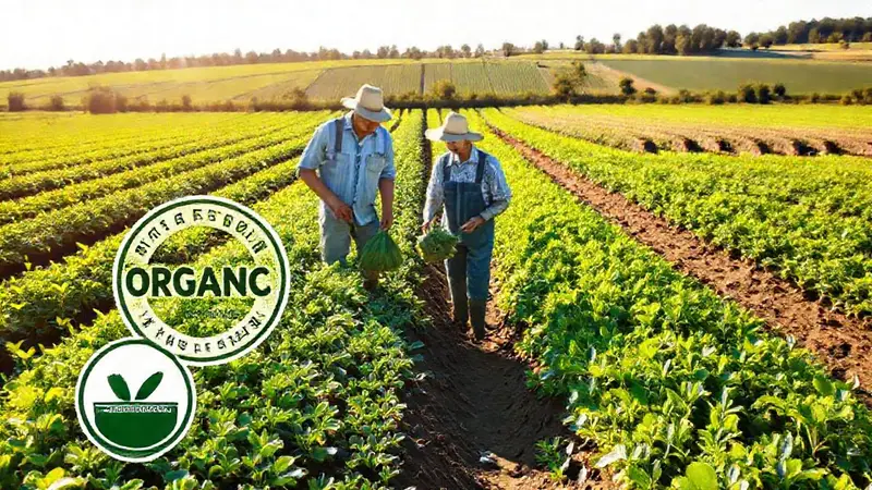 Campo orgánico con cultivos sostenibles y saludables