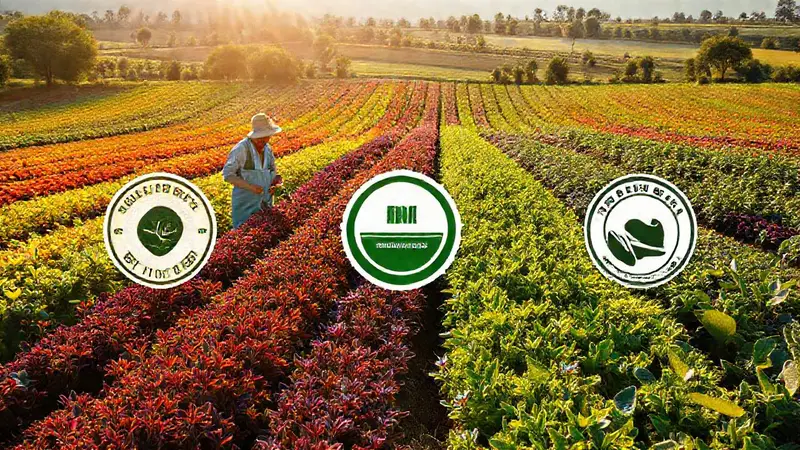Agricultura orgánica con cultivos sostenibles y certificados
